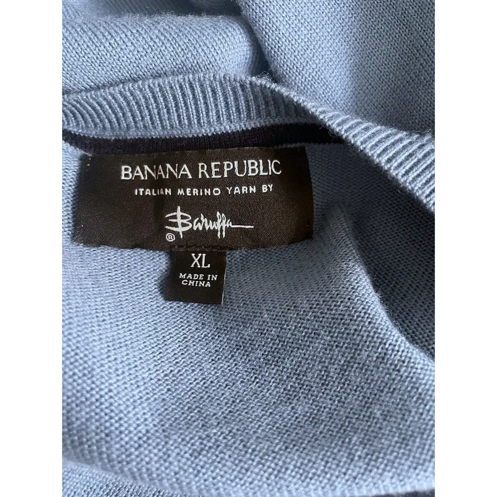 Banana Republic Mens Sweater XL 100% Extra Fine Italian Merino Washable Durable